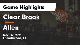 Clear Brook  vs Allen  Game Highlights - Nov. 19, 2021