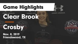 Clear Brook  vs Crosby  Game Highlights - Nov. 8, 2019
