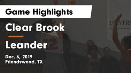 Clear Brook  vs Leander  Game Highlights - Dec. 6, 2019