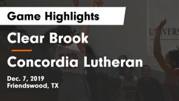 Clear Brook  vs Concordia Lutheran  Game Highlights - Dec. 7, 2019