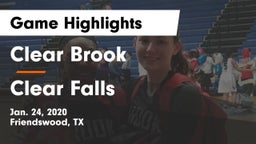 Clear Brook  vs Clear Falls  Game Highlights - Jan. 24, 2020