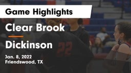 Clear Brook  vs Dickinson  Game Highlights - Jan. 8, 2022