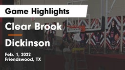 Clear Brook  vs Dickinson  Game Highlights - Feb. 1, 2022