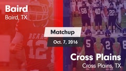 Matchup: Baird vs. Cross Plains  2016