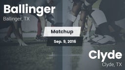 Matchup: Ballinger vs. Clyde  2016