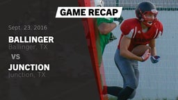 Recap: Ballinger  vs. Junction  2016