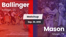 Matchup: Ballinger vs. Mason  2016