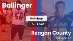 Matchup: Ballinger vs. Reagan County  2016