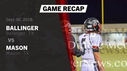 Recap: Ballinger  vs. Mason  2016