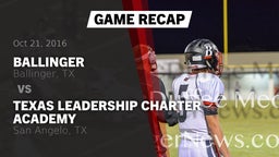 Recap: Ballinger  vs. Texas Leadership Charter Academy  2016