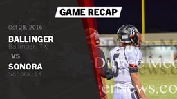 Recap: Ballinger  vs. Sonora  2016