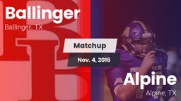 Matchup: Ballinger vs. Alpine  2016