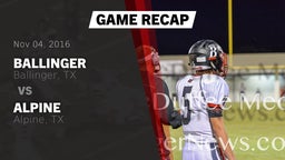 Recap: Ballinger  vs. Alpine  2016