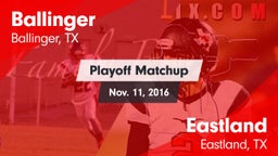 Matchup: Ballinger vs. Eastland  2016
