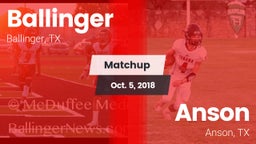 Matchup: Ballinger vs. Anson  2018