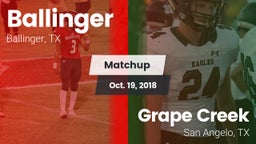 Matchup: Ballinger vs. Grape Creek  2018