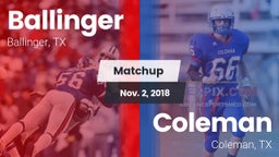 Matchup: Ballinger vs. Coleman  2018