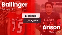 Matchup: Ballinger vs. Anson  2019