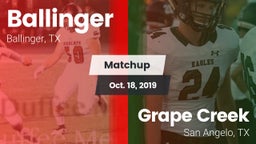 Matchup: Ballinger vs. Grape Creek  2019