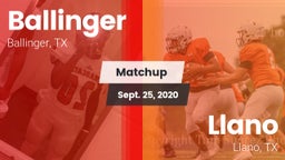 Matchup: Ballinger vs. Llano  2020