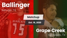 Matchup: Ballinger vs. Grape Creek  2020
