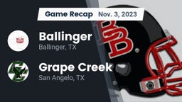 Recap: Ballinger  vs. Grape Creek  2023
