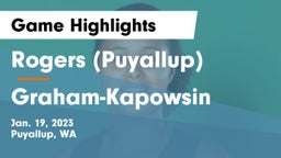 Rogers  (Puyallup) vs Graham-Kapowsin  Game Highlights - Jan. 19, 2023