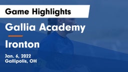 Gallia Academy vs Ironton  Game Highlights - Jan. 6, 2022