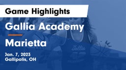 Gallia Academy vs Marietta  Game Highlights - Jan. 7, 2023