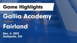 Gallia Academy vs Fairland  Game Highlights - Dec. 4, 2023