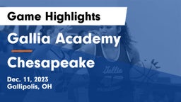 Gallia Academy vs Chesapeake  Game Highlights - Dec. 11, 2023