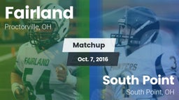 Matchup: Fairland vs. South Point  2016