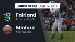 Recap: Fairland  vs. Minford  2018