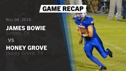 Recap: James Bowie  vs. Honey Grove  2016