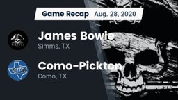 Recap: James Bowie  vs. Como-Pickton  2020