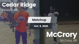 Matchup: Cedar Ridge vs. McCrory  2020