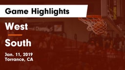 West  vs South Game Highlights - Jan. 11, 2019