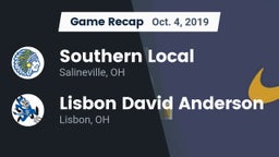 Recap: Southern Local  vs. Lisbon David Anderson  2019