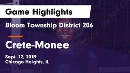 Bloom Township  District 206 vs Crete-Monee  Game Highlights - Sept. 12, 2019