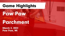 Paw Paw  vs Parchment  Game Highlights - March 2, 2022