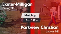 Matchup: Exeter-Milligan vs. Parkview Christian  2016