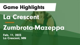 La Crescent  vs Zumbrota-Mazeppa  Game Highlights - Feb. 11, 2023