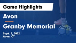 Avon  vs Granby Memorial  Game Highlights - Sept. 5, 2022