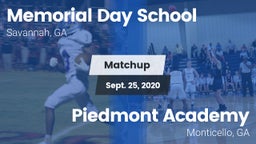 Matchup: Memorial Day vs. Piedmont Academy  2020