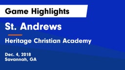 St. Andrews  vs Heritage Christian Academy Game Highlights - Dec. 4, 2018