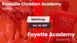 Matchup: Rossville Christian  vs. Fayette Academy  2017