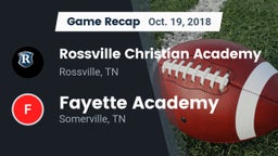 Recap: Rossville Christian Academy  vs. Fayette Academy  2018