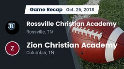 Recap: Rossville Christian Academy  vs. Zion Christian Academy  2018