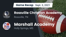 Recap: Rossville Christian Academy  vs. Marshall Academy  2021