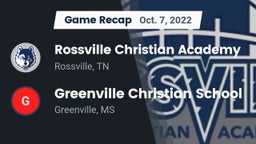 Recap: Rossville Christian Academy  vs. Greenville Christian School 2022